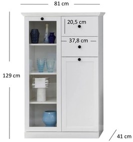 Vitrină Brendon 1D1W2S (alb). 1052782