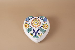 Cutie de depozitare inimioara din ceramică decorativă Flori Multicolor