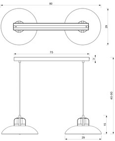 Lustră pe cablu Brilagi FLAMENGO 2xE27/60W/230V albastru