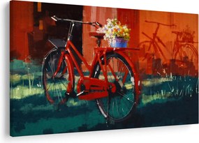 Tablou - Bicicleta roșie, pictură acrilică (90x60 cm)
