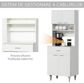 HOMCOM Dulap Mare de Bucătărie Clasic, Design Elegant din Lemn, Finisaj Alb, Spațios și Versatil, Ideal pentru Orice Bucătărie | Aosom Romania