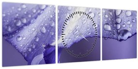 Tablou - Petală cu picături (cu ceas) (90x30 cm)