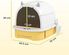PawHut Casa de toaletă pentru pisici cutie de nisip închisă pentru pisici mâner de transport ușă transparentă 40,5 x 52 x 39 cm galben | Aosom Romania