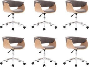 vidaXL Scaune de sufragerie pivotante, 6 buc., gri taupe, textil