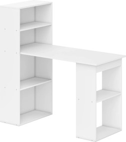 Birou alb modern cu biblioteca cu 6 rafturi din PAL,120x55x120cm HOMCOM | Aosom Romania