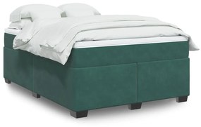 3285284 vidaXL Pat box spring cu saltea, verde închis, 140x190 cm, catifea