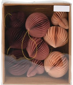 Set de ornamente din hârtie Ornaments roz, 8 cm, 9buc