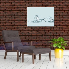 Tablou pe sticlă - Cai din picături de apă (70x50 cm)