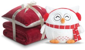 Set cadou Bufniță Crăciun + set Warm Hug Kids patură și pernă 80X190