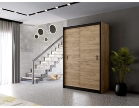 Dulap cu uși glisante SAPHIRA 150x215 cm, stejar craft