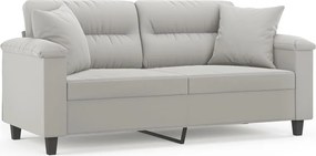 vidaXL Canapea cu 2 locuri, cu perne, gri deschis, 140 cm, microfibră