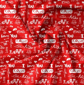 Lenjerie de pat din microfibra rosie, KISS LOVE