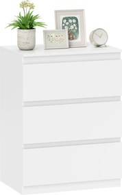 HOMCOM Comodă cu 3 sertare, pentru living, dormitor, hol, PAL, Alb | Aosom Romania