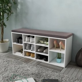 242554 vidaXL Pantofar tip bancă cu 10 compartimente, Alb