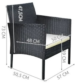 ShopJK MOBILIER DE GRĂDINĂ RATAN PATRU, MARO, PERNELE CREME