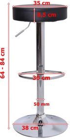 JAKS SCAUN DE BAR  JIMI CHROM ECO-PIELE NEAGRĂ