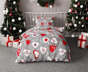 Lenjerie de pat din flanel CHRISTMAS HEART gri Dimensiune lenjerie de pat: 70 x 90 cm | 140 x 200 cm