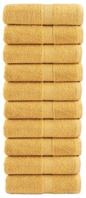 vidaXL Prosoape oaspeți premium SOLUND, 10 buc. auriu 30x50cm 600gsm