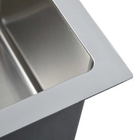 Chiuveta de bucatarie lucrata manual, otel inoxidabil Argintiu, 59 x 44 x 20 cm (cu orificiu pentru robinet)