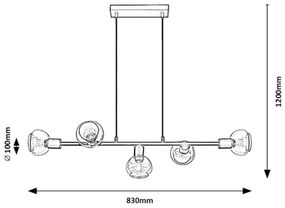 Lustra suspendata 5l design industrial Sullivan