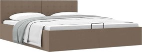 vidaXL Cadru de pat hidraulic cu ladă, gri taupe, 180 x 200 cm, textil