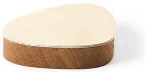 Cutie de depozitare crem-în culoare naturală din lemn șidin piele ecologică cu capac, decorativă 14x12,5x3,5 cm Curve Nupo – LIND DNA