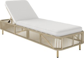 Outsunny Șezlong din ratan, șezlong outdoor din PE-Rattan reglabil în 5 poziții cu pernă, șezlong de grădină | Aosom Romania