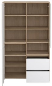 Vitrină albă-în culoare naturală cu aspect de lemn de stejar 100x170x48 cm Next – Tvilum