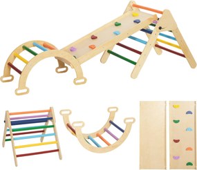 AIYAPLAY Set de Cățărat pentru Copii 5 în 1 cu Triunghi, Arcadă și Rampă, Perfect pentru Copii, 178x64,5x63 cm, Multicolor | Aosom Romania