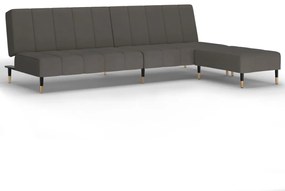 3081787 vidaXL Canapea extensibilă 2 locuri, cu taburet, gri închis, catifea