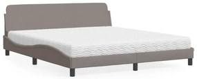 vidaXL Pat cu saltea, gri taupe, 180x200 cm, textil