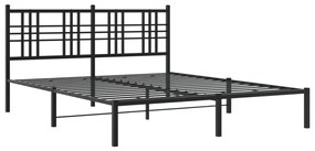 376327 vidaXL Cadru de pat metalic cu tăblie, negru, 160x200 cm