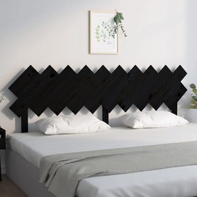 819244 vidaXL Tăblie de pat, negru, 196x3x80,5 cm, lemn masiv de pin