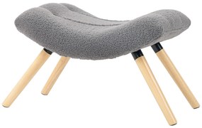HOMCOM Puf de Picioare Modern cu Acoperire din Fleece si Picioare din Lemn, Tapitat, pentru camera de zi, dormitor, hol, Gri Inchis | Aosom Romania