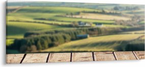 Tablou - Raft din lemn cu peisaj (120x50 cm)