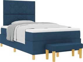 vidaXL Pat cu arcuri cu saltea albastru 120 x 200 cm țesătură