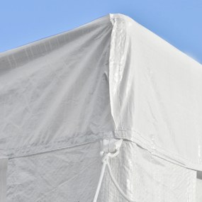 Cort pentru Foisor Outsunny 6x3m cu Pereti Laterali Detasabili, Usi si Ferestre, Metal, Alb | AOSOM RO