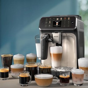 Espressor automat Philips LatteGo 5500 EP5543/90, 1500 W, 15 bar, 1,8 l, 20 bauturi, LatteGo, SilentBrew, QuickStart, Rasnita ceramica, Ecran tactil, Alb cromat