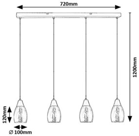 Lustră pe cablu ILMARI 4xE27/15W/230V Rabalux 72184