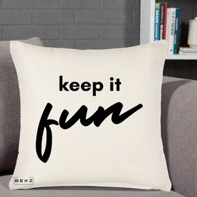 Perna Decorativa Keep It Fun, 40x40 cm, Crem Reliefat, Husa Detasabila, Perna Inclusa, BEKZ®