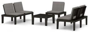 3059836 vidaXL Set mobilier de grădină cu perne, 4 piese, gri, plastic