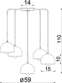 Lustră suspendată cu cablu SOOL 5xE27/15W/230V, negru