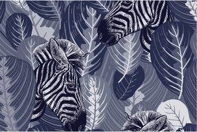 Tablou - Zebre între frunze (90x60 cm)