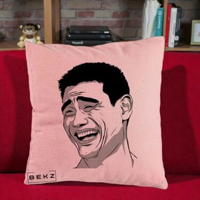 Perna Decorativa Yao Ming Meme, 40x40 cm, Roz, Husa Detasabila, Perna Inclusa, BEKZ®