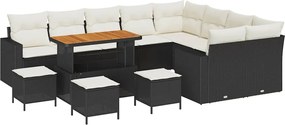 vidaXL Set de canapele pentru grădină 13 pcs Negru poliratan