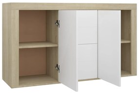 Servanta, alb si stejar sonoma, 120 x 36 x 69 cm, PAL 1, alb si stejar sonoma