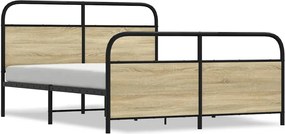 vidaXL Cadru de pat metalic fără saltea, stejar sonoma, 160x200 cm