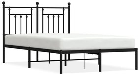 353534 vidaXL Cadru de pat metalic cu tăblie, negru, 120x190 cm