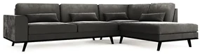 Colțar Seattle K106 Gri inchis, 291x202x85cm, Picioare: De lemn, Lemn: Pin
