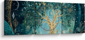 Tablou – Arborele vieții în univers (cu ceas) (90x30 cm)